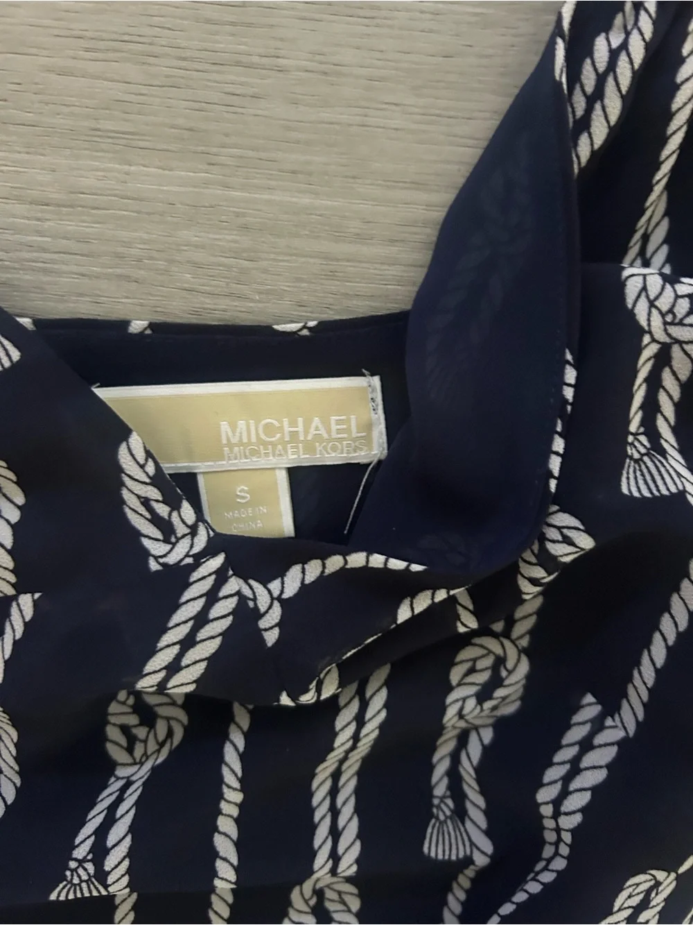 Michael Kors Navy and White Knot-Stripe Mini Dress